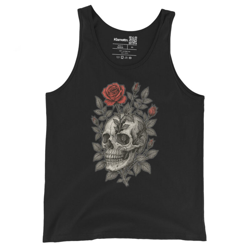 Schädel mit blutroter Rose Unisex-Tank-Top – Tank Tops – klamottn.de