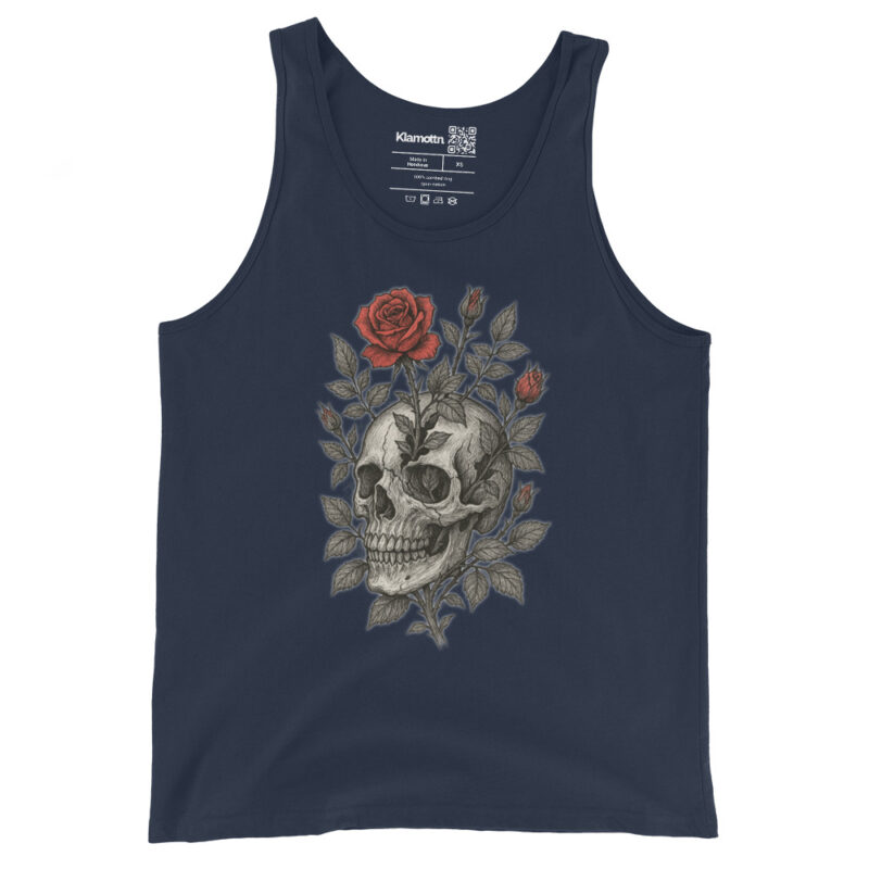 Schädel mit blutroter Rose Unisex-Tank-Top – Tank Tops – klamottn.de
