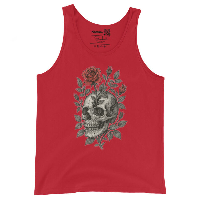 Schädel mit blutroter Rose Unisex-Tank-Top – Tank Tops – klamottn.de