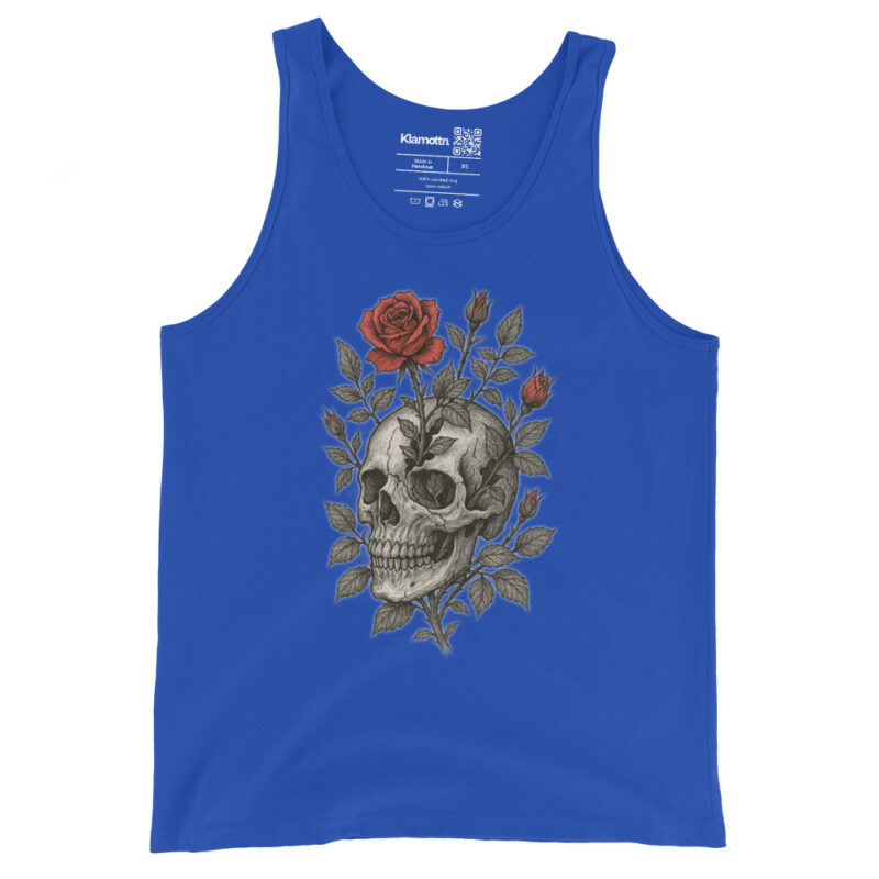 Schädel mit blutroter Rose Unisex-Tank-Top – Tank Tops – klamottn.de