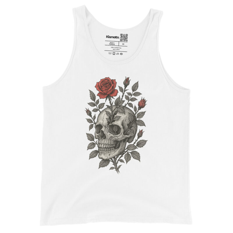 Schädel mit blutroter Rose Unisex-Tank-Top – Tank Tops – klamottn.de