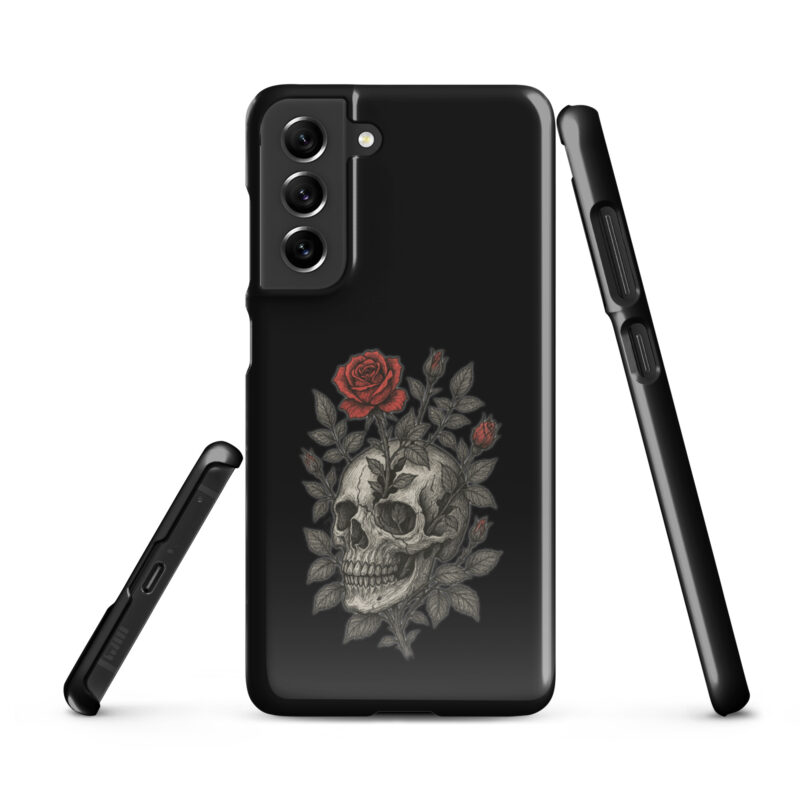 Schädel mit blutroter Rose Snapcase Samsung®-Hülle – Accessoires – klamottn.de