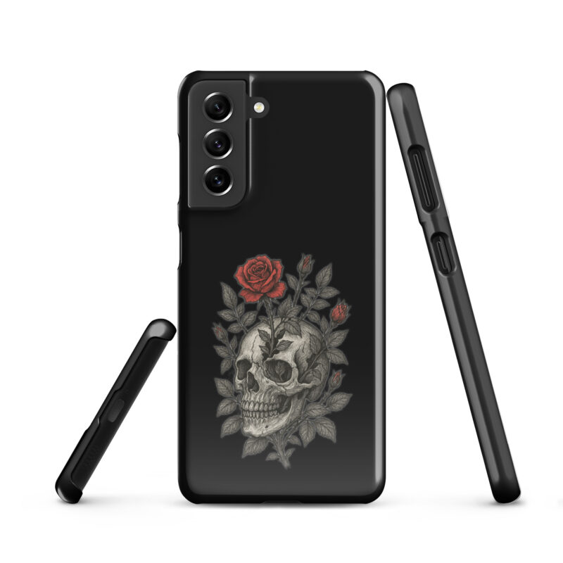 Schädel mit blutroter Rose Snapcase Samsung®-Hülle – Accessoires – klamottn.de