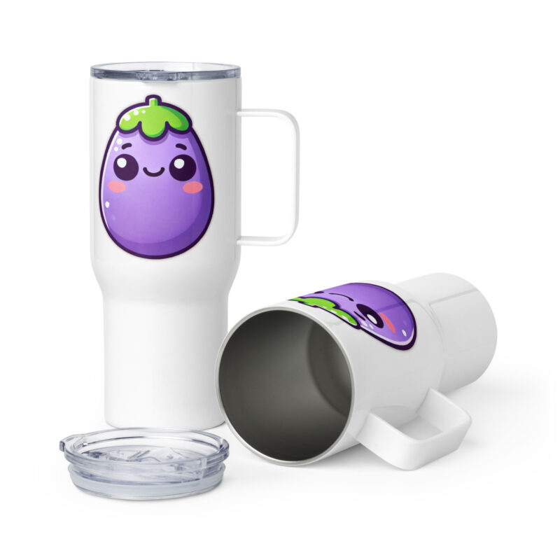 Kawaii Aubergine Thermobecher – Accessoires – klamottn.de