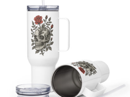 Schädel mit blutroter Rose Thermobecher – Accessoires – klamottn.de Schädel mit blutroter Rose Thermobecher – Accessoires – klamottn.de