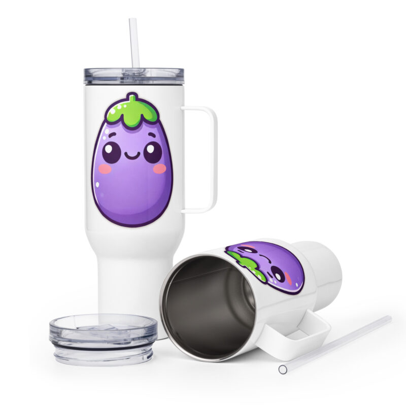 Kawaii Aubergine Thermobecher – Accessoires – klamottn.de