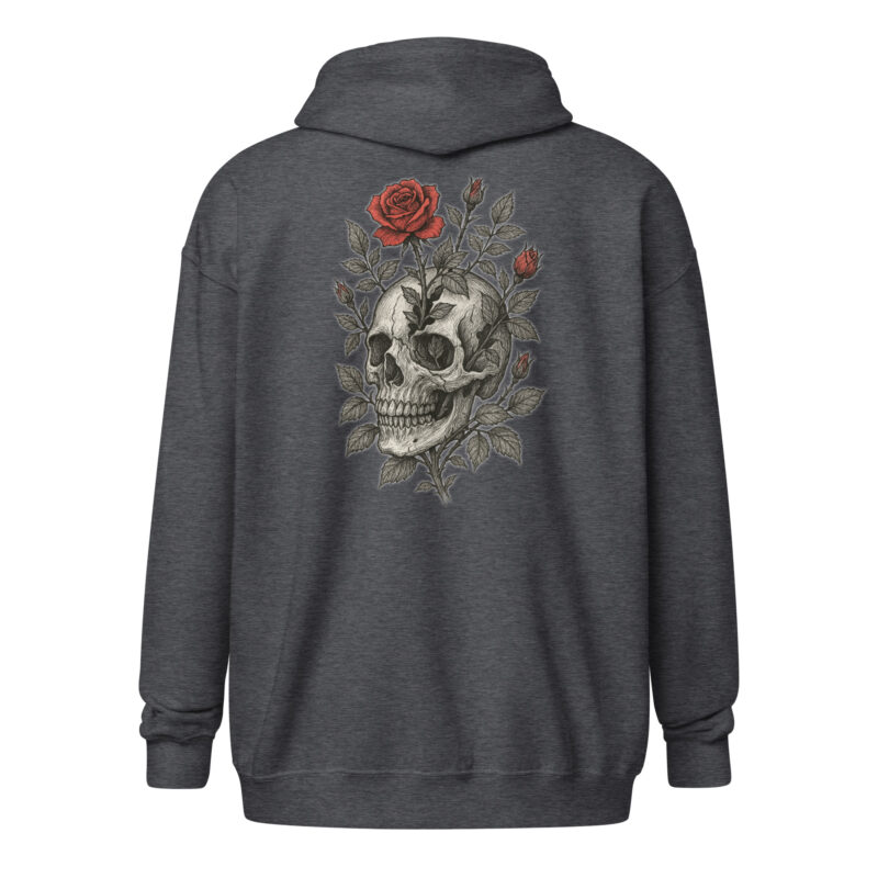 Schädel mit blutroter Rose Unisex Heavy-Blend Zip Hoodie – Zip Hoodies – klamottn.de