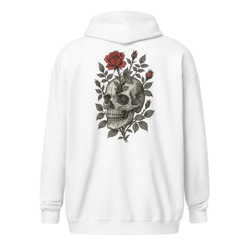 Schädel mit blutroter Rose Unisex Heavy-Blend Zip Hoodie – Zip Hoodies – klamottn.de