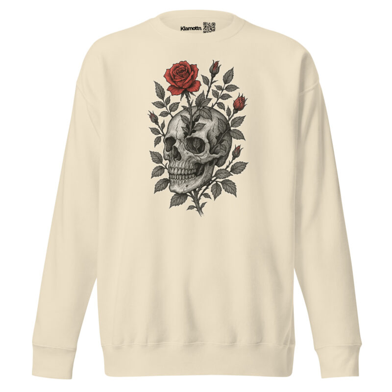 Schädel mit blutroter Rose Unisex-Premium-Pullover – Sweatshirts – klamottn.de