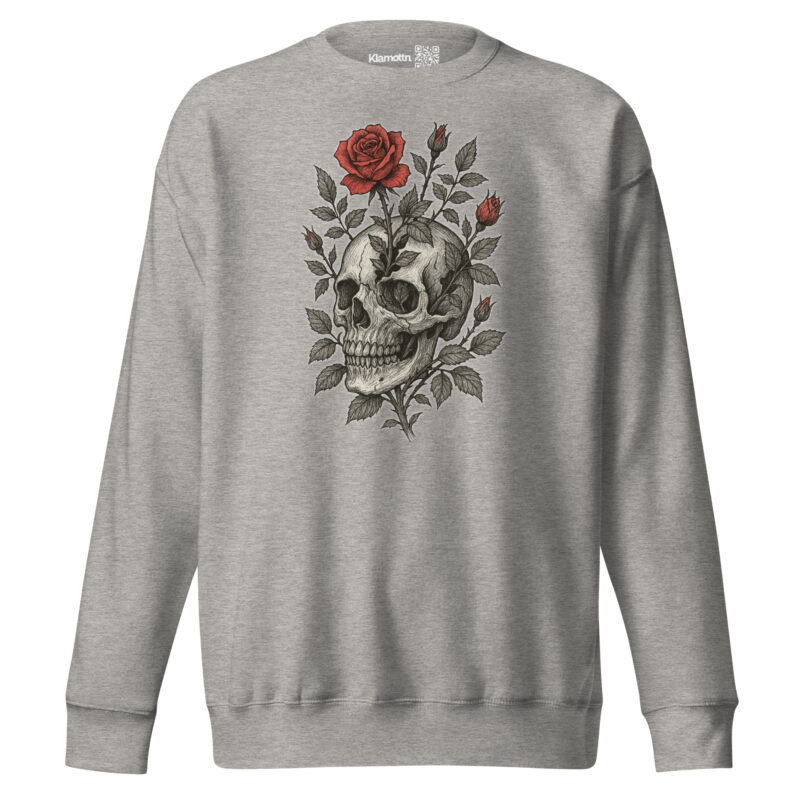 Schädel mit blutroter Rose Unisex-Premium-Pullover – Sweatshirts – klamottn.de