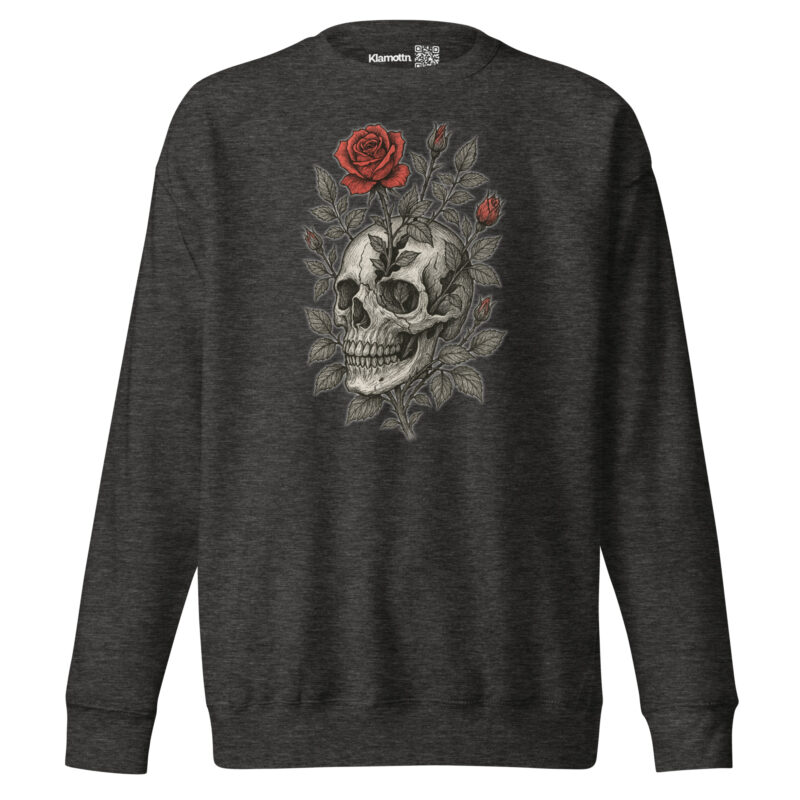Schädel mit blutroter Rose Unisex-Premium-Pullover – Sweatshirts – klamottn.de