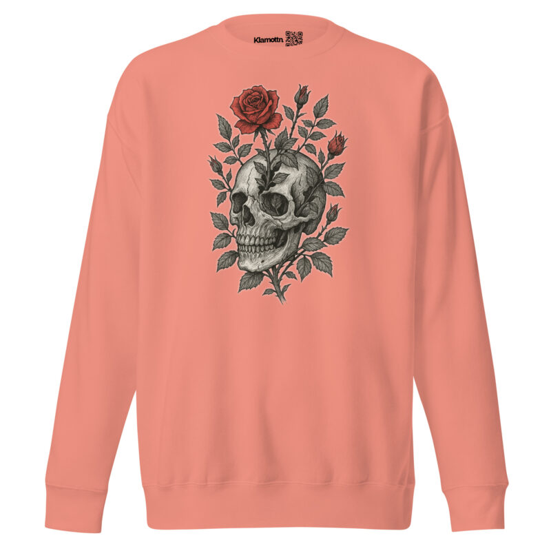 Schädel mit blutroter Rose Unisex-Premium-Pullover – Sweatshirts – klamottn.de