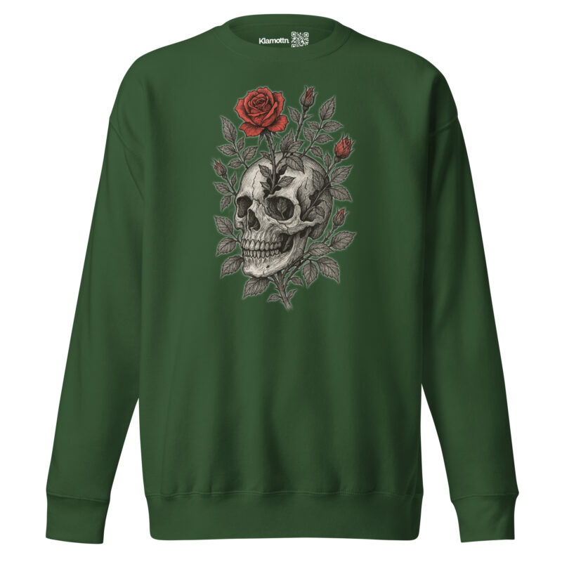 Schädel mit blutroter Rose Unisex-Premium-Pullover – Sweatshirts – klamottn.de