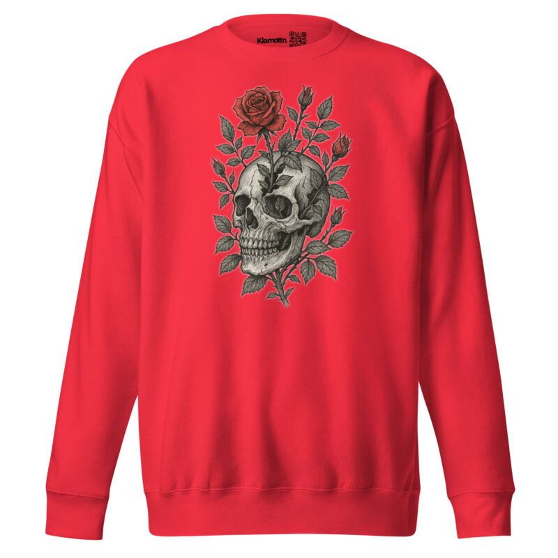 Schädel mit blutroter Rose Unisex-Premium-Pullover – Sweatshirts – klamottn.de