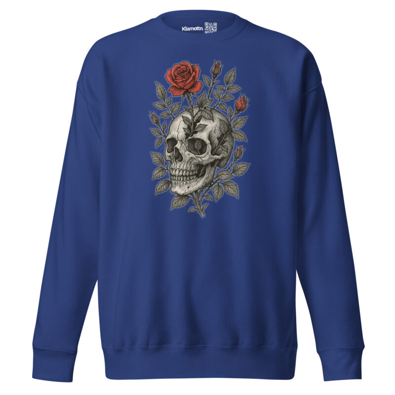 Schädel mit blutroter Rose Unisex-Premium-Pullover – Sweatshirts – klamottn.de