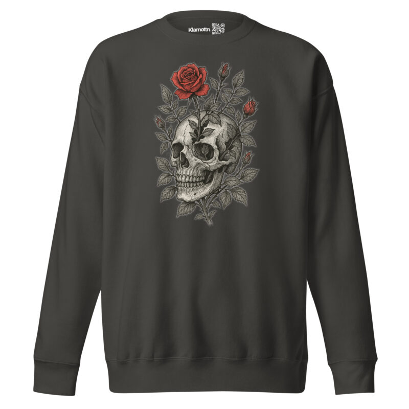 Schädel mit blutroter Rose Unisex-Premium-Pullover – Sweatshirts – klamottn.de