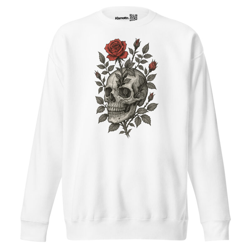 Schädel mit blutroter Rose Unisex-Premium-Pullover – Sweatshirts – klamottn.de