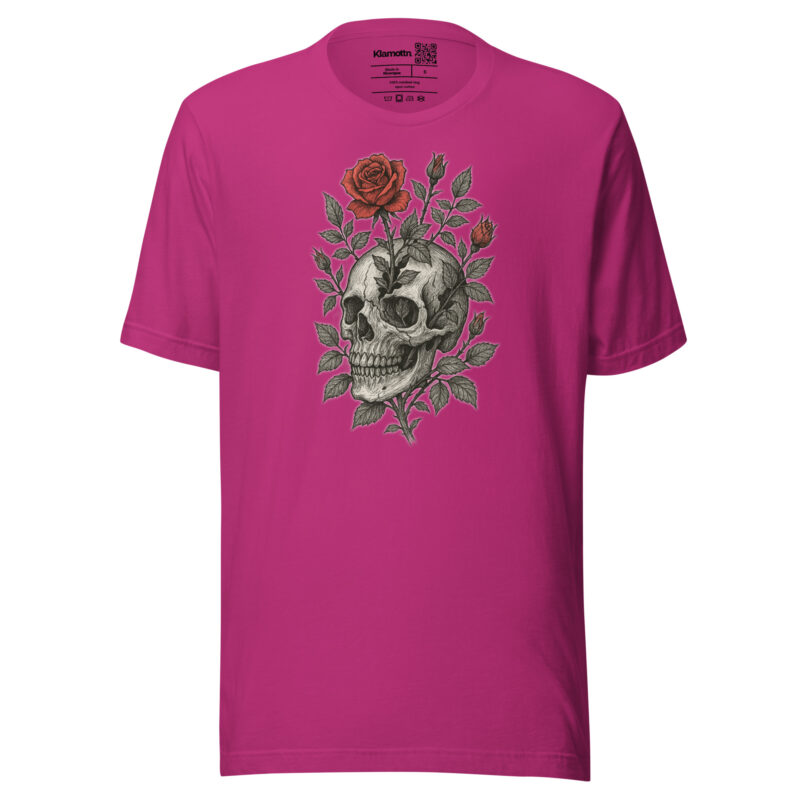 Schädel mit blutroter Rose Unisex-T-Shirt – T-Shirts – klamottn.de