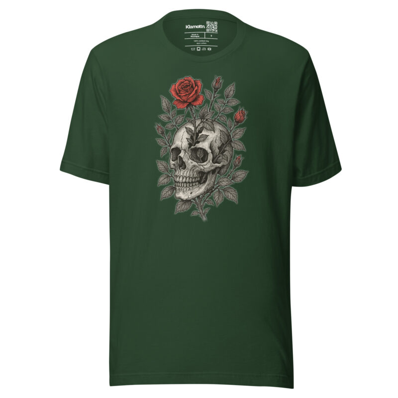 Schädel mit blutroter Rose Unisex-T-Shirt – T-Shirts – klamottn.de