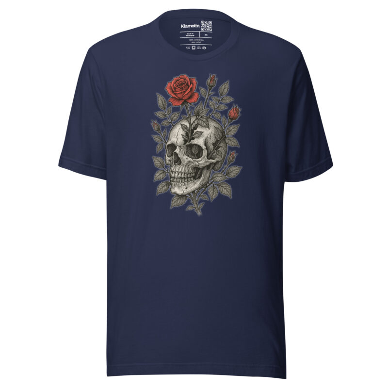 Schädel mit blutroter Rose Unisex-T-Shirt – T-Shirts – klamottn.de