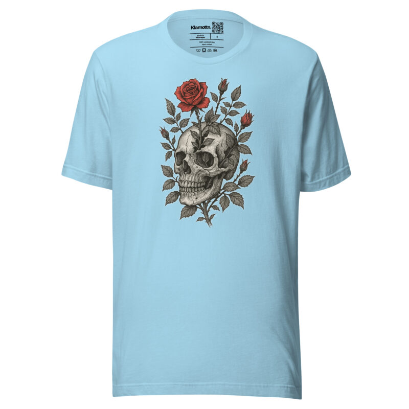 Schädel mit blutroter Rose Unisex-T-Shirt – T-Shirts – klamottn.de