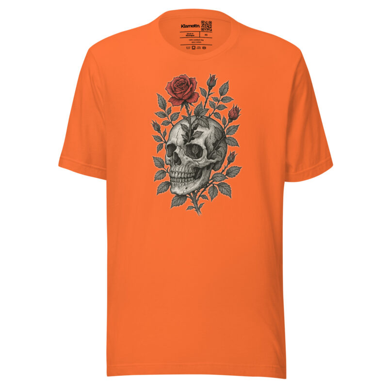 Schädel mit blutroter Rose Unisex-T-Shirt – T-Shirts – klamottn.de