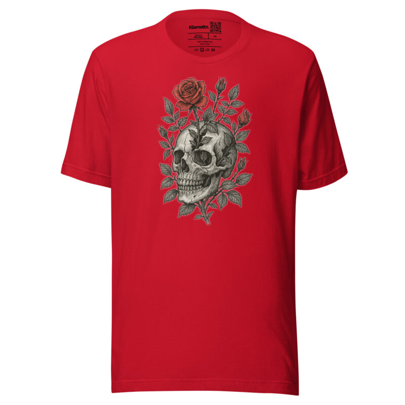 Schädel mit blutroter Rose Unisex-T-Shirt – T-Shirts – klamottn.de
