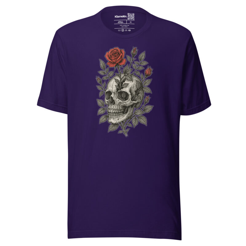 Schädel mit blutroter Rose Unisex-T-Shirt – T-Shirts – klamottn.de