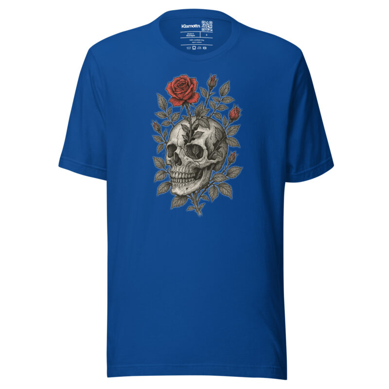 Schädel mit blutroter Rose Unisex-T-Shirt – T-Shirts – klamottn.de