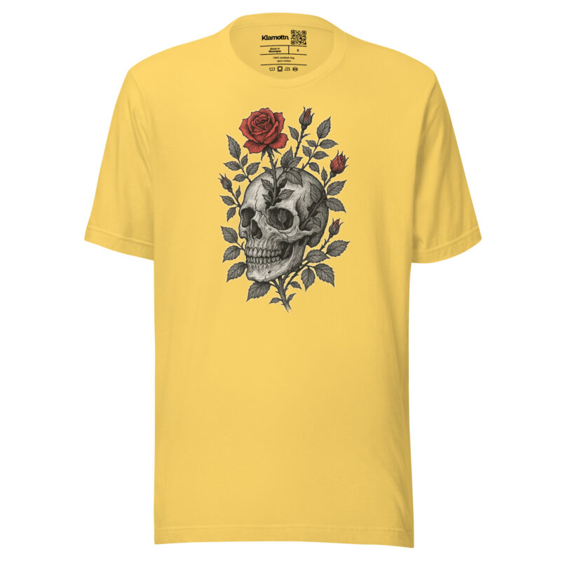 Schädel mit blutroter Rose Unisex-T-Shirt – T-Shirts – klamottn.de