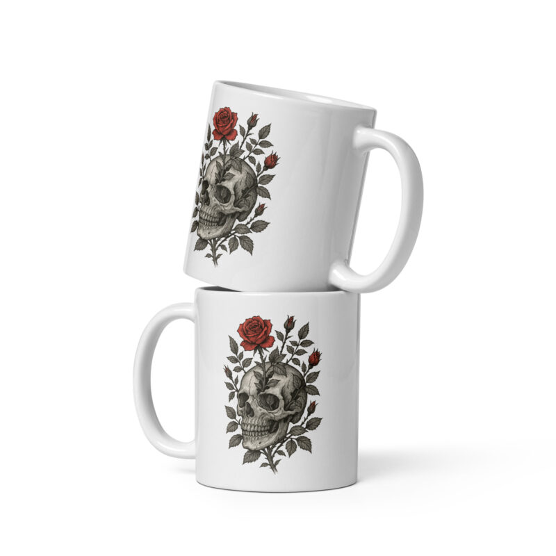 Schädel mit blutroter Rose Tasse – Home & Living – klamottn.de
