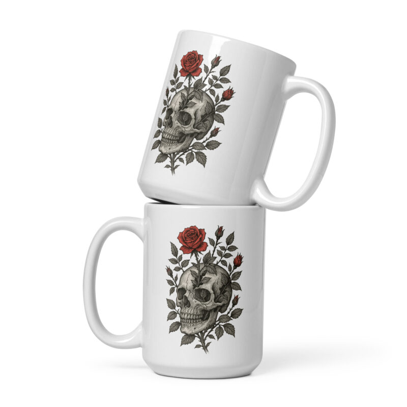 Schädel mit blutroter Rose Tasse – Home & Living – klamottn.de
