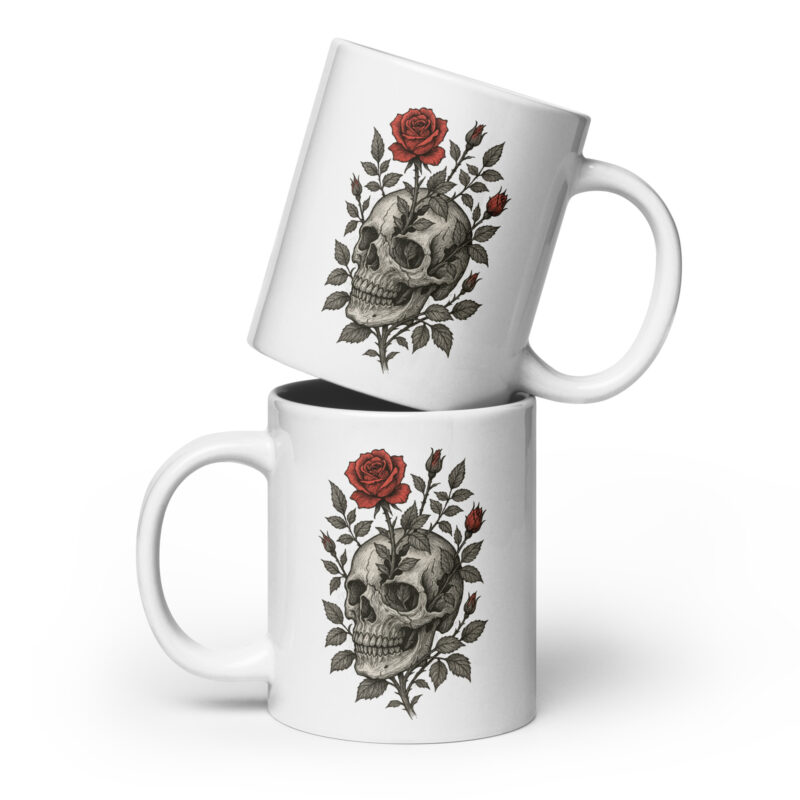Schädel mit blutroter Rose Tasse – Home & Living – klamottn.de