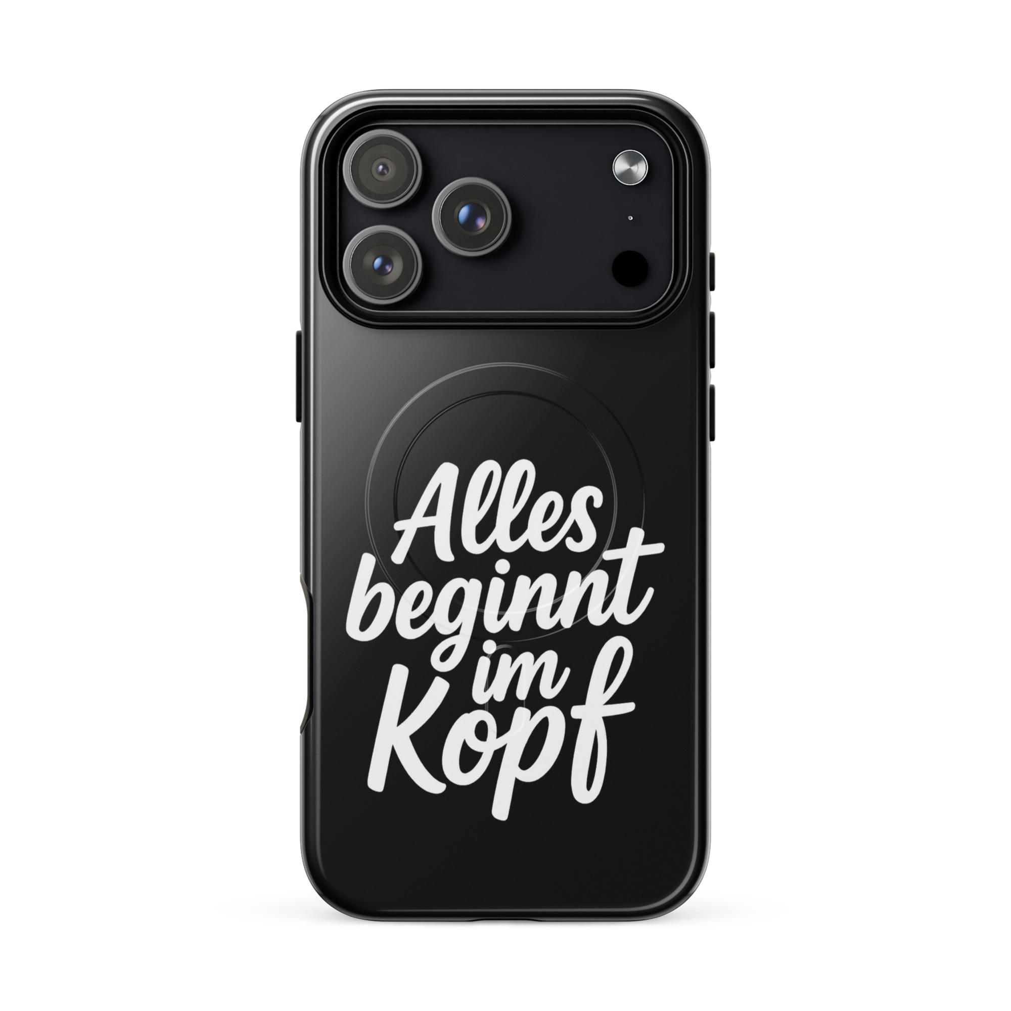 Alles beginnt im Kopf Hardcase iPhone®-Hülle mit MagSafe® – Accessoires – klamottn.de Alles beginnt im Kopf Hardcase iPhone®-Hülle mit MagSafe® – Accessoires – klamottn.de