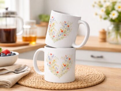 Vintage Blumenherz Tasse – Home & Living – Klamottn™