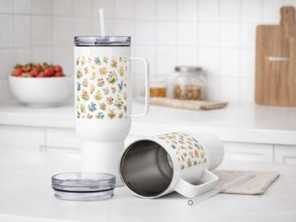 Vintage Blumen Thermobecher – Accessoires – Klamottn™