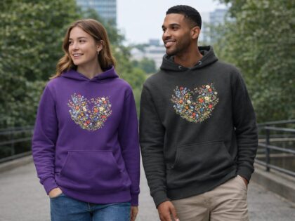 Wildblumen Vintage Herz Unisex-Kapuzenpullover – Hoodies – Klamottn™
