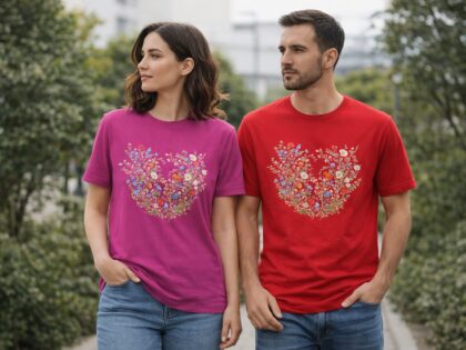 Wildblumen Vintage Herz Unisex-T-Shirt – T-Shirts – Klamottn™