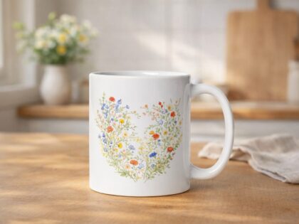 Wildblumen Vintage Herz Tasse – Home & Living – Klamottn™