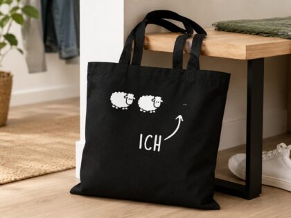Schwarzes Schaf Baumwolltasche mit langen Henkeln – Accessoires – Klamottn™