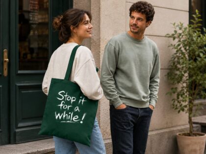 Stop It For A While Baumwolltasche mit langen Henkeln – Accessoires – Klamottn™
