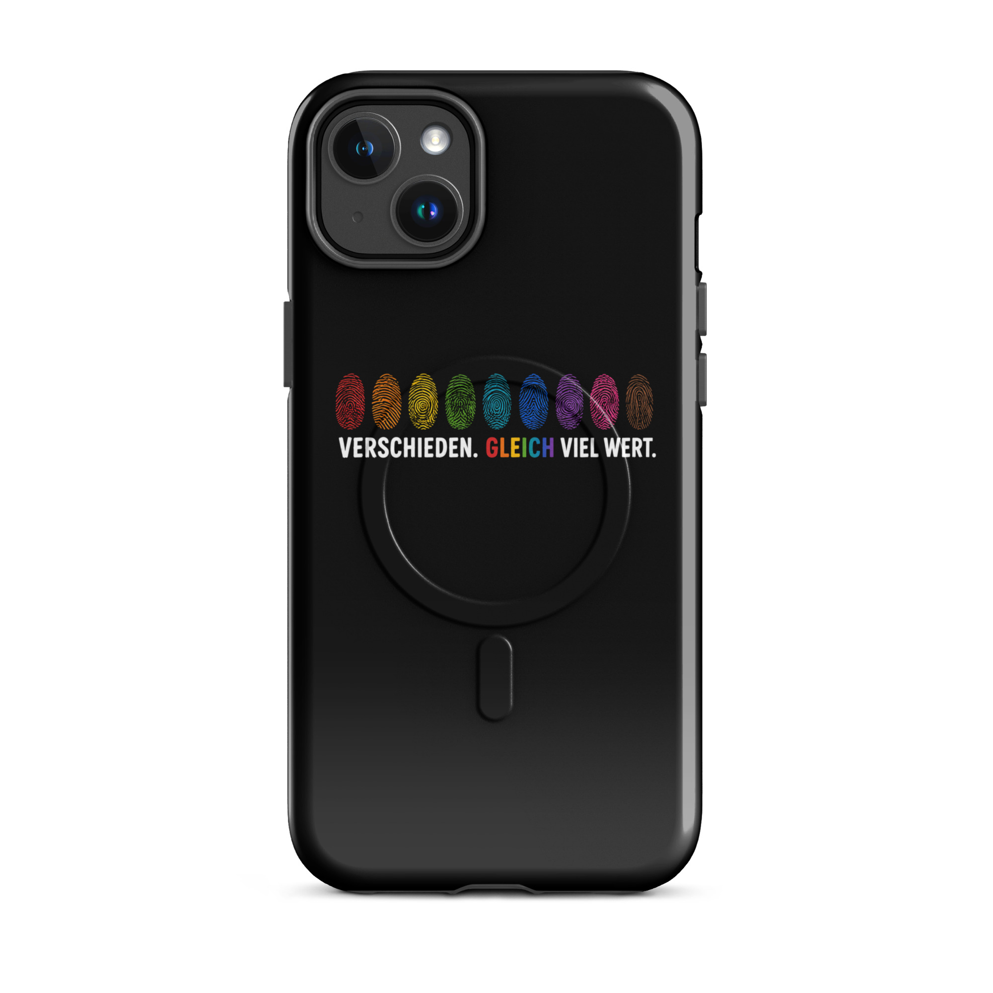 Verschieden. Gleich viel wert. Hardcase iPhone®-Hülle mit MagSafe® – Accessoires – Klamottn™ Verschieden. Gleich viel wert. Hardcase iPhone®-Hülle mit MagSafe® – Accessoires – Klamottn™