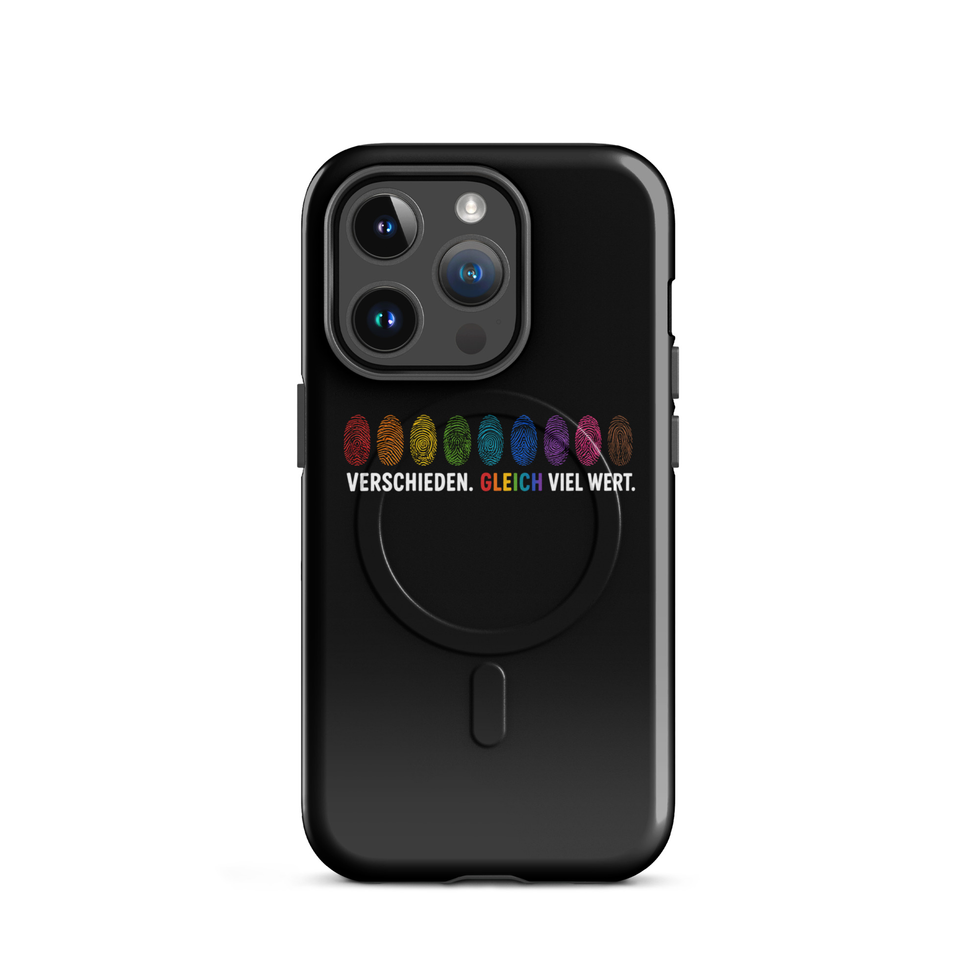 Verschieden. Gleich viel wert. Hardcase iPhone®-Hülle mit MagSafe® – Accessoires – Klamottn™ Verschieden. Gleich viel wert. Hardcase iPhone®-Hülle mit MagSafe® – Accessoires – Klamottn™