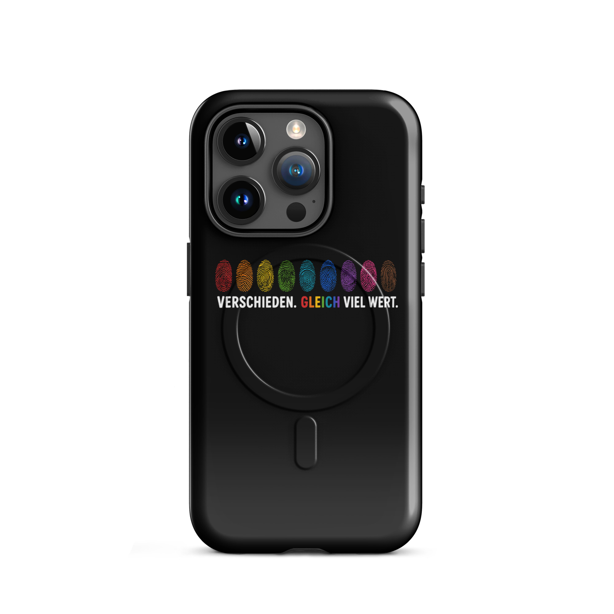 Verschieden. Gleich viel wert. Hardcase iPhone®-Hülle mit MagSafe® – Accessoires – Klamottn™ Verschieden. Gleich viel wert. Hardcase iPhone®-Hülle mit MagSafe® – Accessoires – Klamottn™