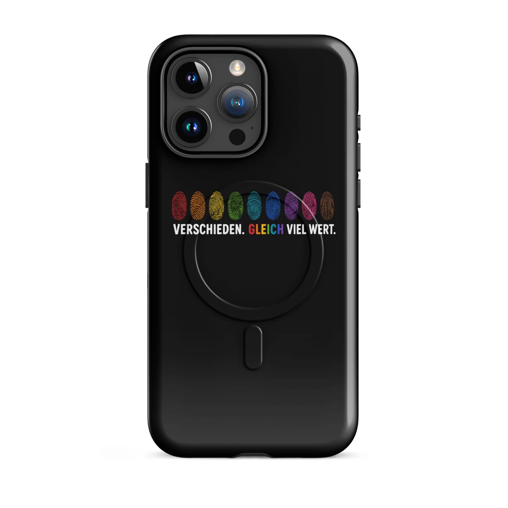Verschieden. Gleich viel wert. Hardcase iPhone®-Hülle mit MagSafe® – Accessoires – Klamottn™ Verschieden. Gleich viel wert. Hardcase iPhone®-Hülle mit MagSafe® – Accessoires – Klamottn™