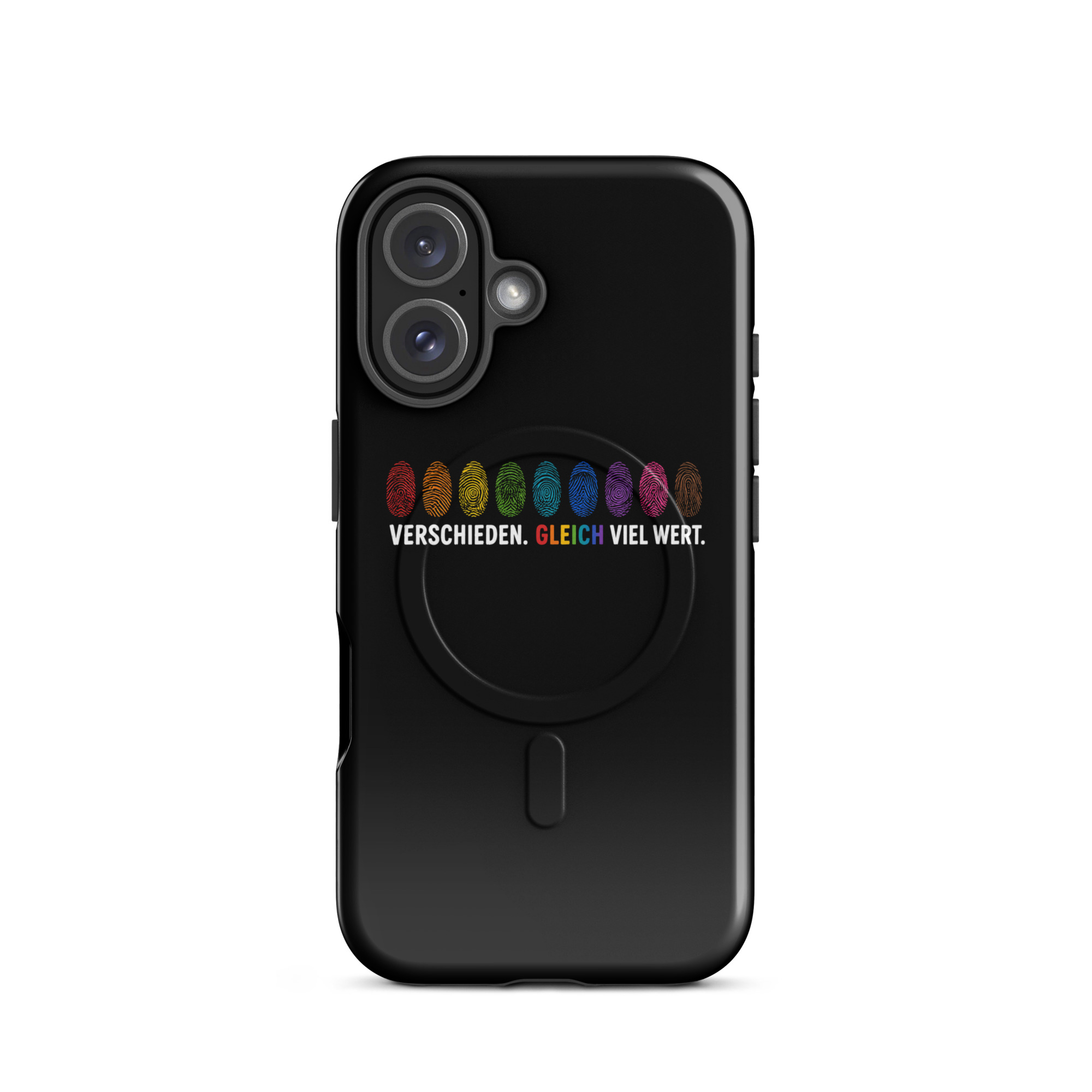 Verschieden. Gleich viel wert. Hardcase iPhone®-Hülle mit MagSafe® – Accessoires – Klamottn™ Verschieden. Gleich viel wert. Hardcase iPhone®-Hülle mit MagSafe® – Accessoires – Klamottn™