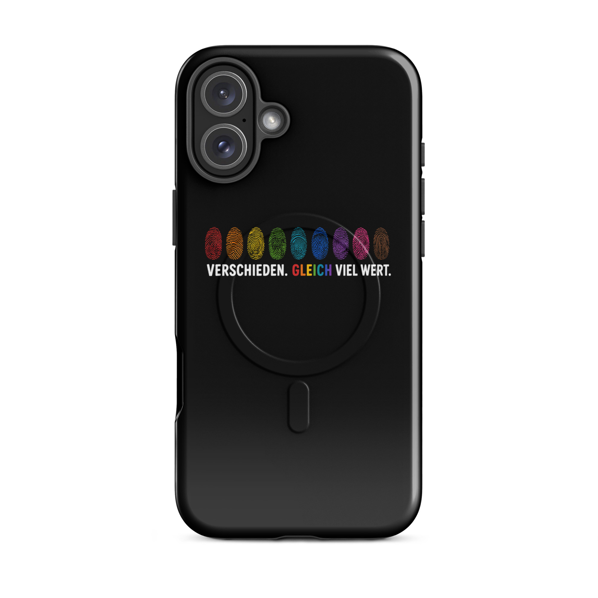 Verschieden. Gleich viel wert. Hardcase iPhone®-Hülle mit MagSafe® – Accessoires – Klamottn™ Verschieden. Gleich viel wert. Hardcase iPhone®-Hülle mit MagSafe® – Accessoires – Klamottn™