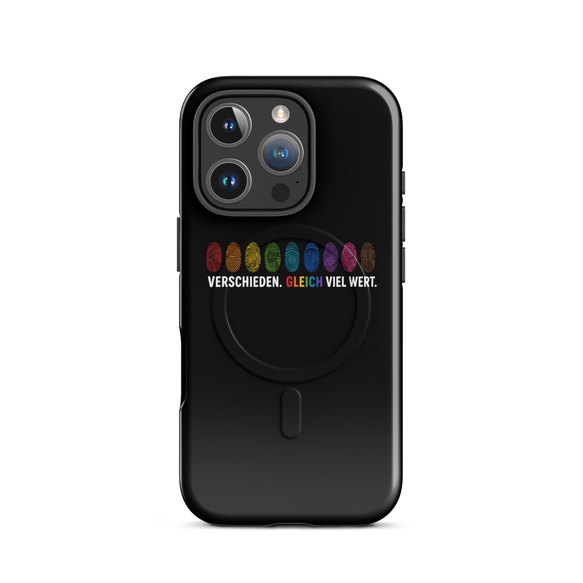 Verschieden. Gleich viel wert. Hardcase iPhone®-Hülle mit MagSafe® – Accessoires – Klamottn™ Verschieden. Gleich viel wert. Hardcase iPhone®-Hülle mit MagSafe® – Accessoires – Klamottn™