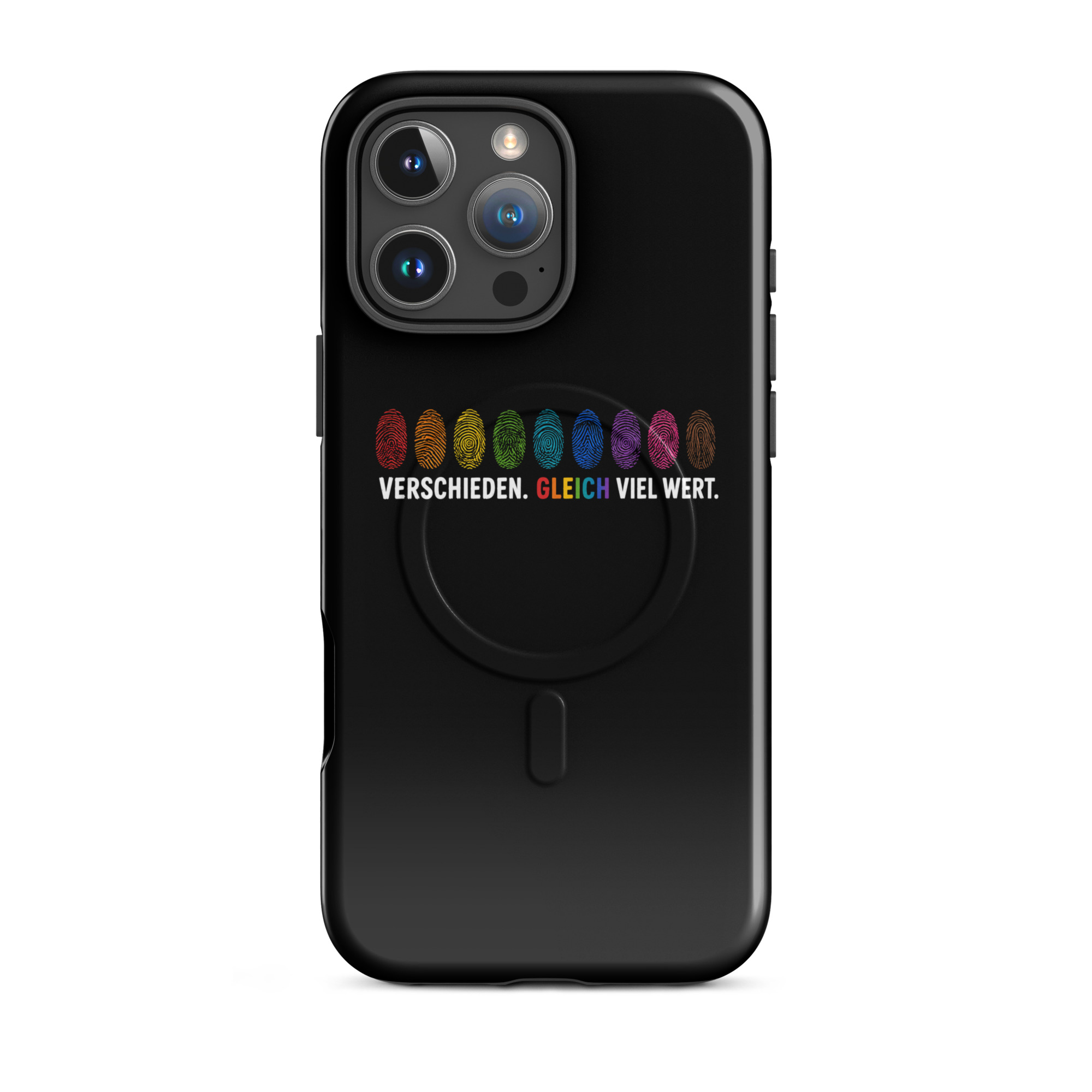 Verschieden. Gleich viel wert. Hardcase iPhone®-Hülle mit MagSafe® – Accessoires – Klamottn™ Verschieden. Gleich viel wert. Hardcase iPhone®-Hülle mit MagSafe® – Accessoires – Klamottn™