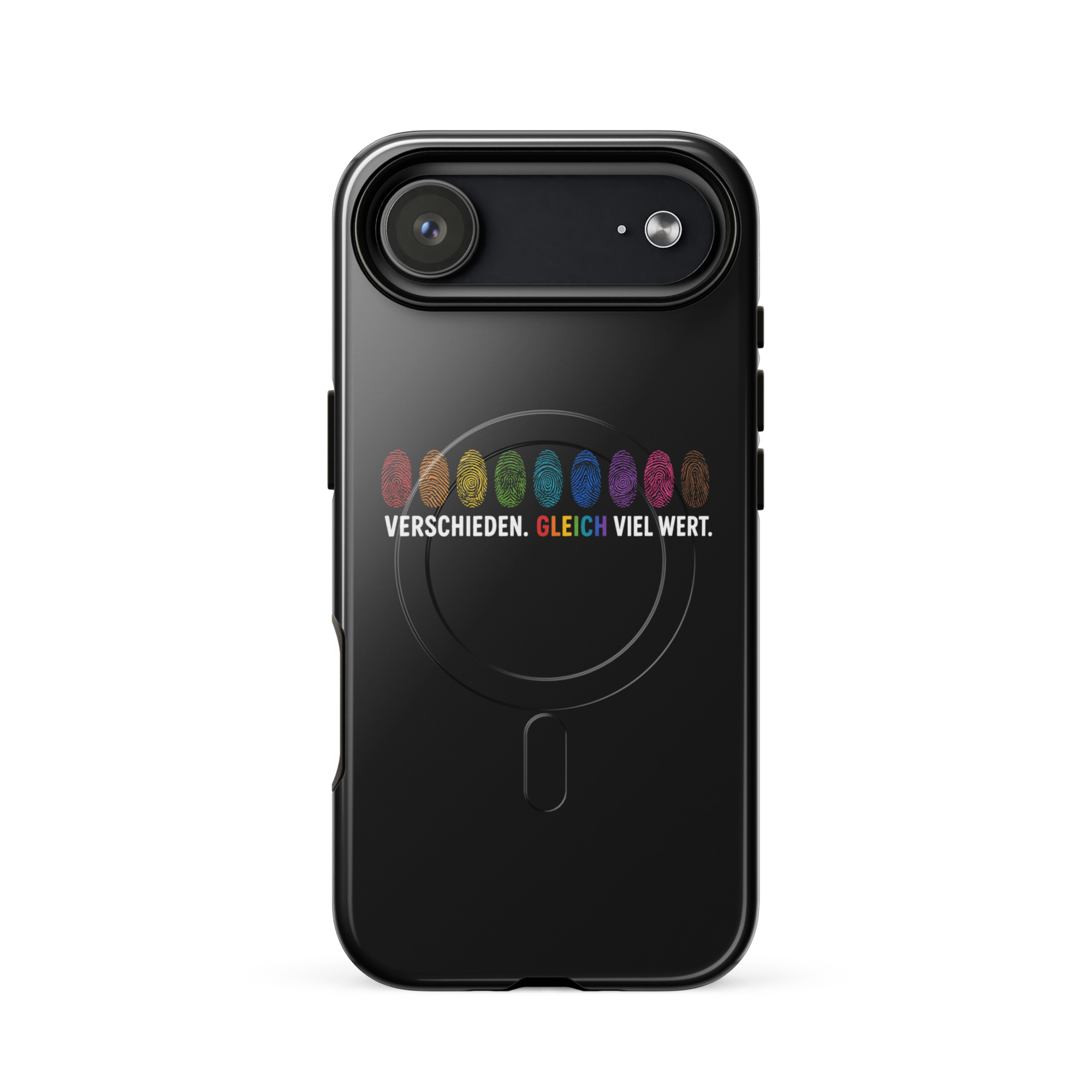 Verschieden. Gleich viel wert. Hardcase iPhone®-Hülle mit MagSafe® – Accessoires – Klamottn™ Verschieden. Gleich viel wert. Hardcase iPhone®-Hülle mit MagSafe® – Accessoires – Klamottn™